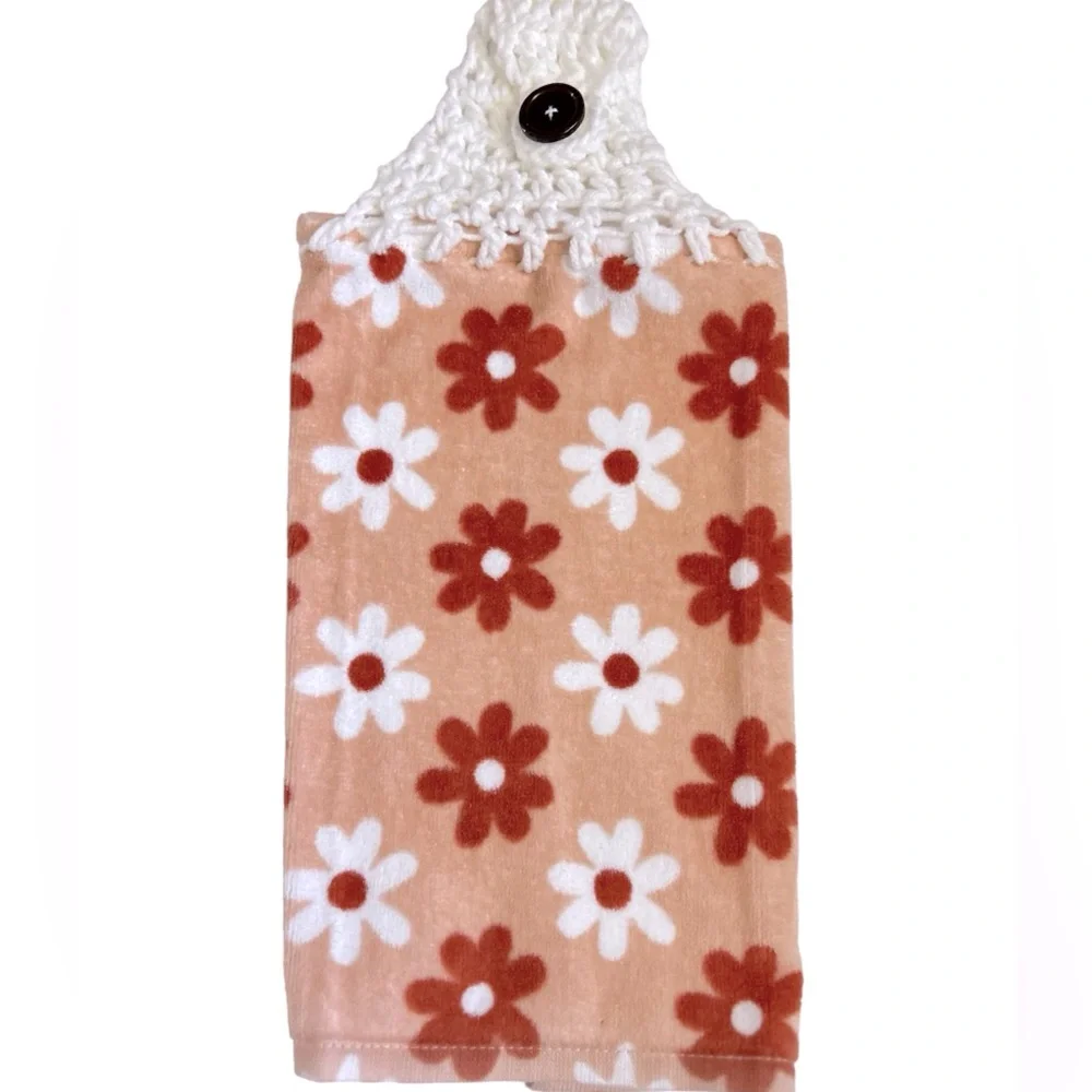 Hand Crafted Colorful Floral Retro Hanging Hand Towel Crochet Top